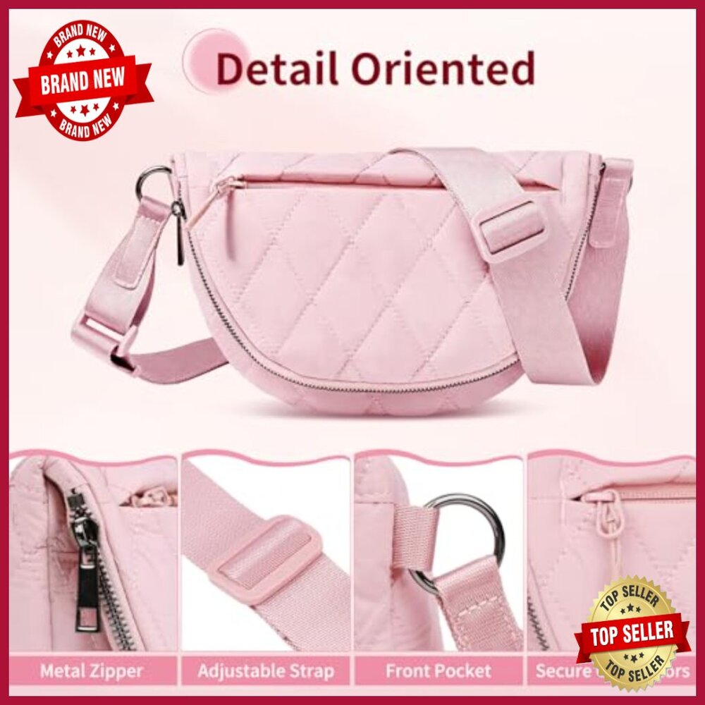 Medium Nylon Crescent Moon Shoulder Bag, Adjustable Strap, Foldable & Waterproof - Picture 6 of 7